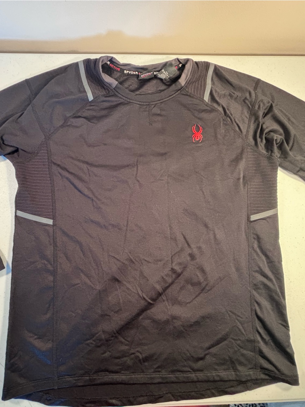 Spyder Men's Black Athletic Shirt with Red Logo